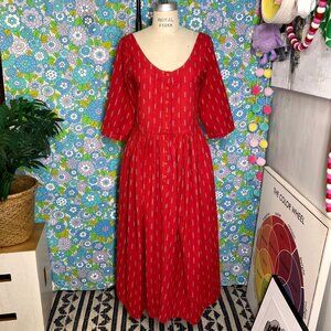 Christy Allen Vintage Button Down Red Cotton Dress Size:S